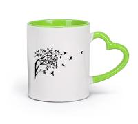DEBINGY Tazas Grandes para Té, Café y Chocolate Caliente Pájaro de árbol （11oz/320ml） para una bebida matutina, bodas, cumpleaños, regalos para mujeres, Día del Padre, madres, niñas y niños Verde