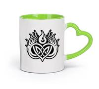 DEBINGY Tazas Grandes para Té, Café y Chocolate Caliente símbolo de llamas gemelas （11oz/320ml） Para café, sopa, té, leche, latte, chocolate caliente, para mujeres y hombres Verde