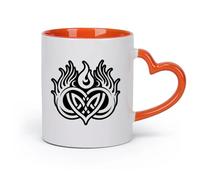 DEBINGY Tazas Grandes para Té, Café y Chocolate Caliente símbolo de llamas gemelas （11oz/320ml） Para café, sopa, té, leche, latte, chocolate caliente, para mujeres y hombres Naranja