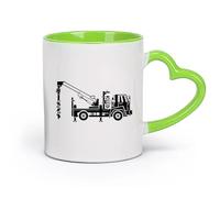 DEBINGY Tazas Grandes para Té, Café y Chocolate Caliente Vehículos de ingeniería （11oz/320ml） Para café, sopa, té, leche, latte, chocolate caliente, para mujeres y hombres Verde