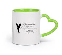 DEBINGY Tazas personalizadas Citas de chicas, cuentos de hadas para niñas y bebés （11oz/320ml） Para café, sopa, té, leche, latte, chocolate caliente, para mujeres y hombres Verde