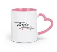 DEBINGY Tazas personalizadas de cerámica con frase en español: Donde hay un gran amor, los milagros sucederán (320 ml) para la oficina y el hogar, color rosa