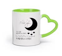 DEBINGY Tazas personalizadas Te amo hasta la luna y de regreso en la guardería （11oz/320ml） Regalo divertido para amantes del café, mejores amigos del trabajo, compañeros de trabajo y amigos Verde