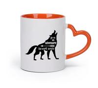 DEBINGY Tazas Resistentes Embárcate en una aventura. El mundo te está esperando. Introducción: La aventura de Wolf. La aventura de Wolf. （11oz/320ml） Para la oficina y el hogar Naranja