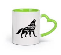 DEBINGY Tazas Resistentes Embárcate en una aventura. El mundo te está esperando. Introducción: La aventura de Wolf. La aventura de Wolf. （11oz/320ml） Para la oficina y el hogar Verde