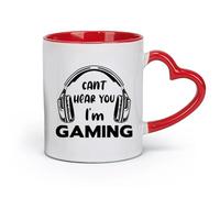 DEBINGY Tazas y vasos de cerámica con frases de juegos No oigo tu voz Estoy jugando videojuegos y vida de jugador Zona de juegos (320 ml) para oficina y hogar Rojo