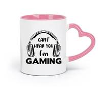 DEBINGY Tazas y vasos de cerámica con frases de juegos, no oigo tu voz, estoy jugando videojuegos y vida gamer, zona gamer (320 ml) para oficina y hogar, color rosa
