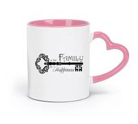 DEBINGY Tazas y vasos de cerámica con frases familiares La familia es la clave de la felicidad, vintage (320 ml), para restaurantes y oficinas, color rosa.