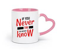 DEBINGY Tazas y vasos de cerámica geniales Si no lo intentas, nunca lo sabrás, cita motivacional inspiradora (11 oz/320 ml) para el hogar y la oficina Rosa