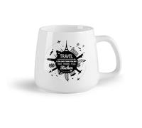 DEBINGY Tazze da caffè in ceramica bianca Viaggiare ti rende più ricco （14oz/400ml） Il regalo ideale per la colazione, matrimoni, compleanni, regali per donne, festa del papà, mamma, ragazze, ragazzi