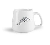 DEBINGY Tazze da caffè in gres con manico Delfino geometrico nordico （14oz/400ml） Il regalo ideale per la colazione, matrimoni, compleanni, regali per donne, festa del papà, mamma, ragazze, ragazzi