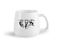 DEBINGY Tazze da caffè in gres con manico Gli animali di Cheeky Monkey （14oz/400ml） Il regalo ideale per la colazione, matrimoni, compleanni, regali per donne, festa del papà, mamma, ragazze, ragazzi