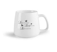 DEBINGY Tazze da caffè in gres con manico Vita Risata Amore Farfalla （14oz/400ml） Il regalo ideale per la colazione, matrimoni, compleanni, regali per donne, festa del papà, mamma, ragazze, ragazzi