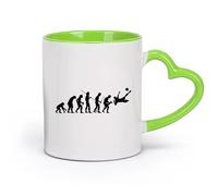 DEBINGY Vajilla de para Hogar Fútbol Evolución Humana Fútbol Deporte Niño （11oz/320ml） Regalo divertido para amantes del café, mejores amigos del trabajo, compañeros de trabajo y amigos Verde