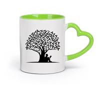 DEBINGY Vajilla de para Hogar Lea el libro Árbol, raíces, hojas y （11oz/320ml） Regalo divertido para amantes del café, mejores amigos del trabajo, compañeros de trabajo y amigos Verde