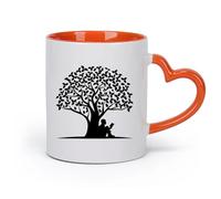 DEBINGY Vajilla de para Hogar Lea el libro Árbol, raíces, hojas y （11oz/320ml） Regalo divertido para amantes del café, mejores amigos del trabajo, compañeros de trabajo y amigos Naranja