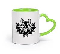 DEBINGY Vajilla de para Hogar murciélago de dibujos animados con alas （11oz/320ml） Regalo divertido para amantes del café, mejores amigos del trabajo, compañeros de trabajo y amigos Verde