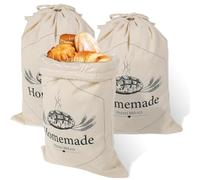 DeBizz 2 bolsas de pan de lino y TPU, forro interior de 30 x 38 cm, bolsas de tela con cordón, reutilizables, sin blanquear, para pan, baguette y otros alimentos, blanco-1, Nomal