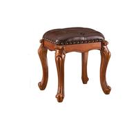 DEBJGO Taburetes para pies, reposapiés de cuero marrón otomano vintage, reposapiés de madera, reposapiés tapizado para sofá, sala de estar, sofá, cerezo (18.5)