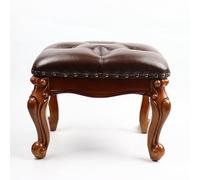 DEBJGO Taburetes pequeños de cuero marrón otomano vintage, reposapiés de madera, reposapiés tapizado para sofá, sala de estar, sofá, cerezo (12.6)