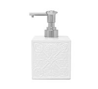 Deblanch | Dispensador dosificador jabón de Manos | Serie Alcazaba | 360ml | Cerámica Blanco | para baño, Cocina, Ducha | 9.5 x 9.5 x 15.5 cm