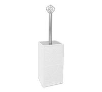 Deblanch | Escobilla baño-WC-Inodoro | Serie Alcazaba | Cerámica | Color Blanco | Cepillo Negro Desmontable | Estilo árabe | 13 cm Largo x 13 cm Ancho x 38 cm Alto