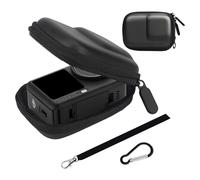 DEBMALE Action 5 Pro Estuche de Transporte: Funda Rígida de PU Portátil para dji Osmo Action 4/3/GoPro Hero 13/Insta360 Ace Pro 2 Cámara Funda Protectora con Mosquetón