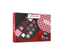Deborah Milano - Set de regalo para mujer, color negro, incluye paleta de sombras de ojos, brillo, lápiz labial y polvo facial con diferentes superficies y colores