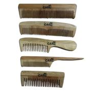 DEBs CARE Peine de madera de nim natural puro y saludable hecho a mano con dientes anchos para el crecimiento del cabello, peine anticaspa para familia completa