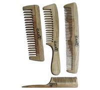 DEBs CARE Peine de madera de nim natural puro y saludable hecho a mano con dientes anchos para el crecimiento del cabello, peine anticaspa para una familia completa. (Paquete combinado de 3)