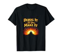 Debug It Til You Make It Coding Humor Sunrise Gráfico Camiseta