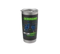 Debugging My Life Daily - Camiseta Programador Vaso térmico de acero inoxidable de doble pared