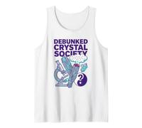 Debunked Crystal Society Escéptico Bienestar Humor Ciencia Camiseta sin Mangas