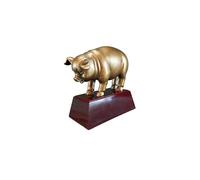 Decade Awards Trofeo de Oro Esculpido Cerdo Pequeño - Premio de Competición BBQ Smoke Off - 4 Pulgadas de Alto - Placa Grabada a Petición