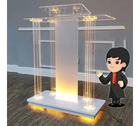 DECAKE Atril acrílico de Lujo, Gran púlpito rodante para discursos y Canto, Transparente, para Iglesias con Amplia Superficie de Lectura elevada para Actividades Escolares y conferencias.