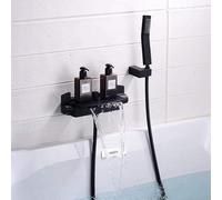 DECAKE Robinetterie de Salle de Bain Avec mitigeur et pommeau de Douche Cascade Mural en Cuivre à poignée Unique Avec Flexible - Noir