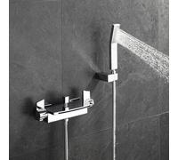 DECAKE Robinetterie de Salle de Bain Avec mitigeur et pommeau de Douche Cascade Mural en Cuivre à poignée Unique Avec Flexible - Noir