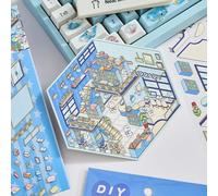 Decal de paisajismo de dibujos animados, escena de calcomanía 3D - Disparo de cabina en miniatura de apilamiento visual - Escena en miniatura de dibujos animados calcomanías de paisajismo 3D para amig