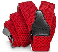 Decalen Tirantes para caballero con clips extra fuerte amplio 40 mm Adjustable Elastics Y forma (Rojo)