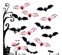 Decales De Pared De Murciélagos- Decoraciones De Murciélagos De Halloween, Pegatinas 3D Murciélagos | Decoraciones Exteriores Interiores Impermeables, Objetos De Murciélagos Desmontables Para Ca