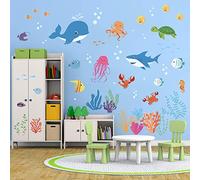 decalmile Bajo el Mar Pegatinas De Pared Delfín Pescado Vinilos Decorativos Habitación Infantiles Guardería Niños Bebés Dormitorios