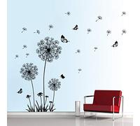decalmile Diente de León Pegatinas Pared Volando en el Viento Vinilo Decorativo Salon Dormitorio Decoración (Negro)