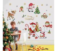 decalmile Pegatinas de Navidad Ventana Papá Noel Reno Vinilos Decorativos Muñeco de Nieve Pingüino Calcomanías de Ventanas Copos de Nieve Adhesivos Pared Puerta Escaparate Ventana Navidad Decoracion