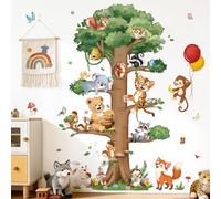 decalmile Pegatinas de Pared Animales del Bosque Árbol Grande Vinilos Decorativos Animales Zorro Conejo Ardilla Adhesivos Pared Habitación Infantiles Niños Bebés Guardería