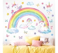 decalmile Pegatinas de Pared Arcoíris Unicornio Vinilos Decorativos Mariposas Nubes Estrella Adhesivos Pared Bebé Guardería Niñas Dormitorio