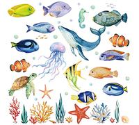 decalmile Pegatinas de Pared Bajo el Mar Vinilos Decorativos Oceano Tropical Peces Medusa Adhesivos Pared Habitación Infantiles Niños Bebés Guardería