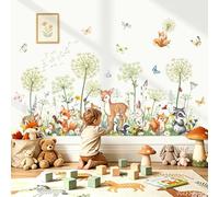 decalmile Pegatinas de Pared Diente de León Animales Vinilos Decorativos Flores Ciervo Zorro Ardilla Adhesivos Pared Habitación Niña Infantiles Bebés Guardería