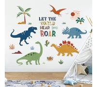 decalmile Pegatinas de Pared Dinosaurios Boho Vinilos Decorativos Animales Palmera Hojas Adhesivos Pared Niños Bebés Habitación Dormitorio Guardería