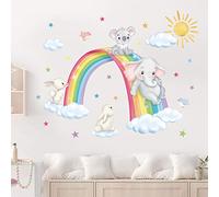 decalmile Pegatinas de Pared Infantiles Arcoiris Vinilos Decorativos Elefante Koala Conejo Nubes Adhesivos Pared Bebé Guardería Niños Dormitorio