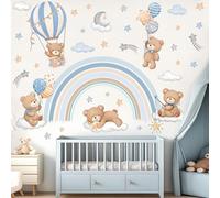 decalmile Pegatinas de Pared Infantiles Arcoiris Vinilos Decorativos Globos Aerostáticos Animales Oso Nubes Adhesivos Pared Bebé Guardería Habitación Niños Dormitorio